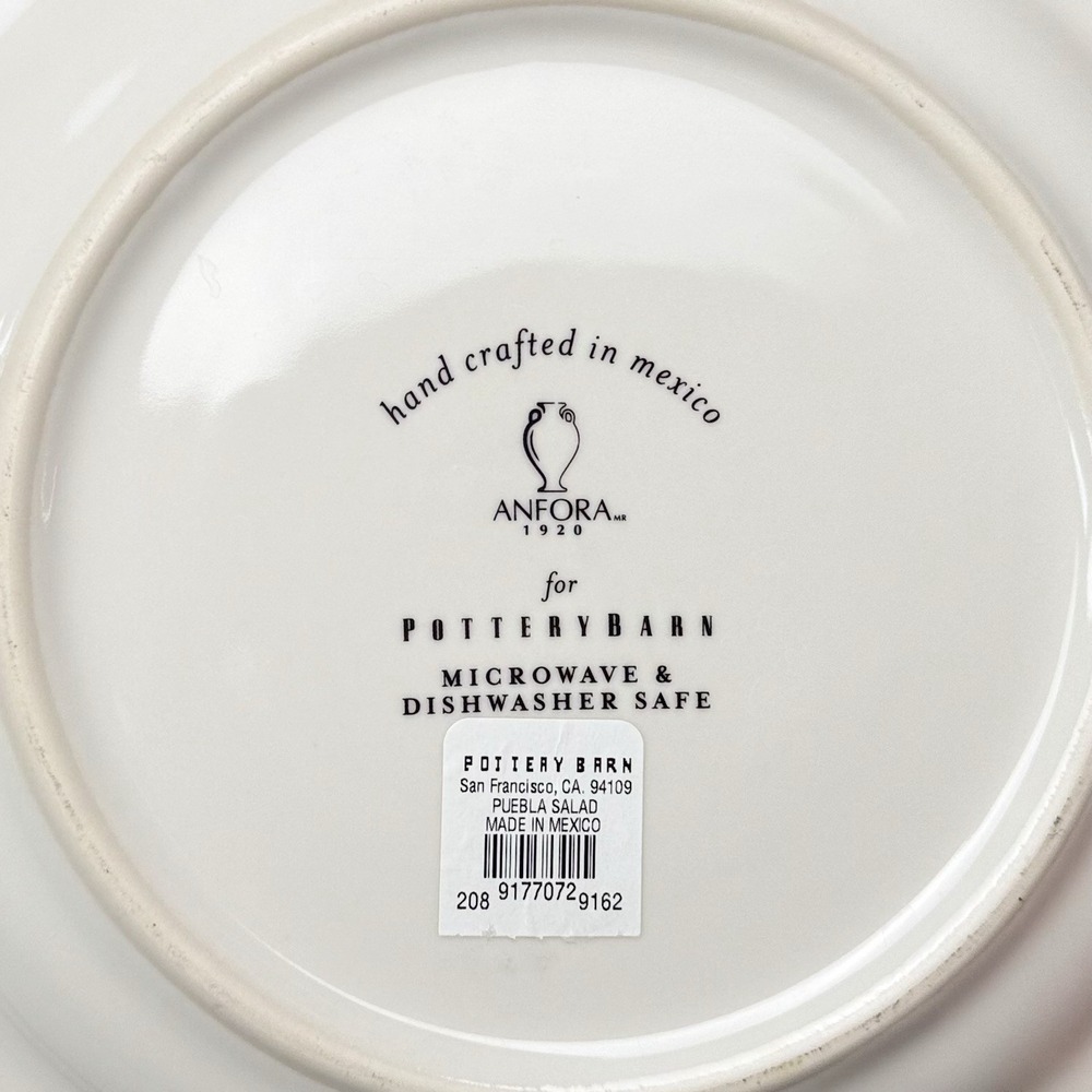 Pottery Barn Anfora Puebla Blue 9.25" Luncheon Salad Plates Mexico Set Of 4 - Picture 3 of 3